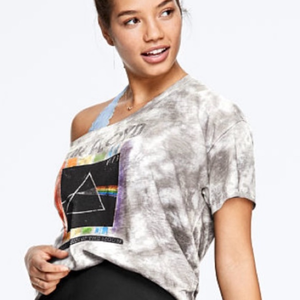 VS Vintage Pink Floyd Tie Dye Band Tee by Knit Riot for Pink Victoria’s Secret